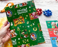 Super Mario 9-Piece Holiday Wrapping Paper Kit 3 Sheets, 3 Gift Tags, 3 Bows