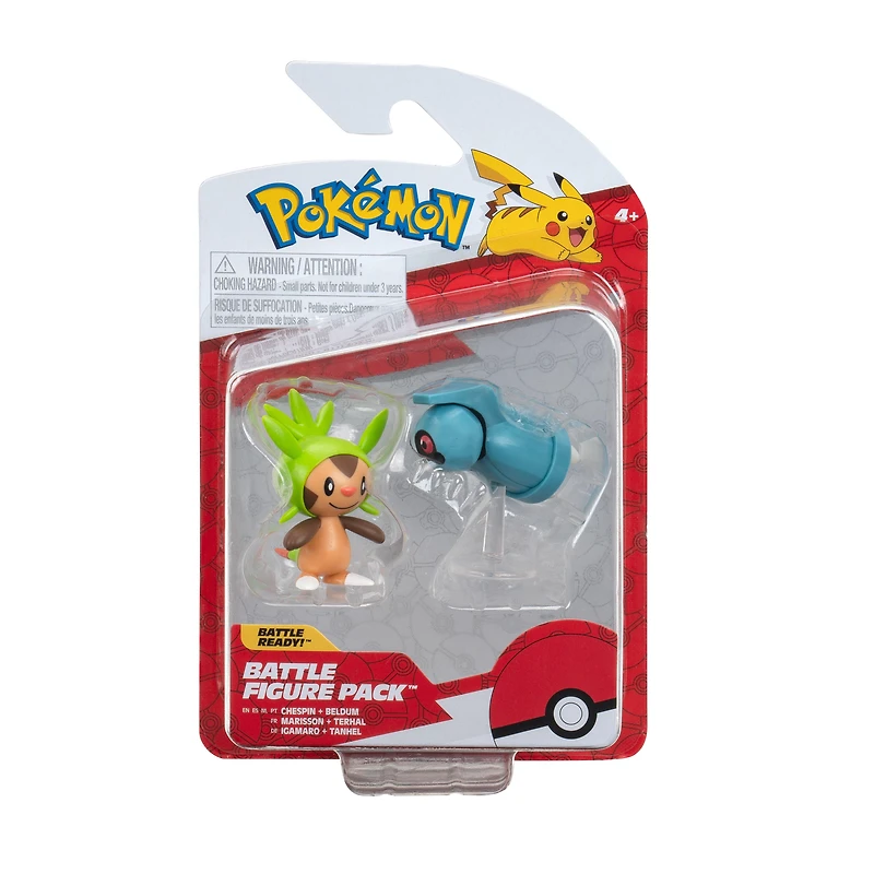 Jazwares Pokemon Chespin and Beldum 2-in Battle Figure Set 2-Pack
