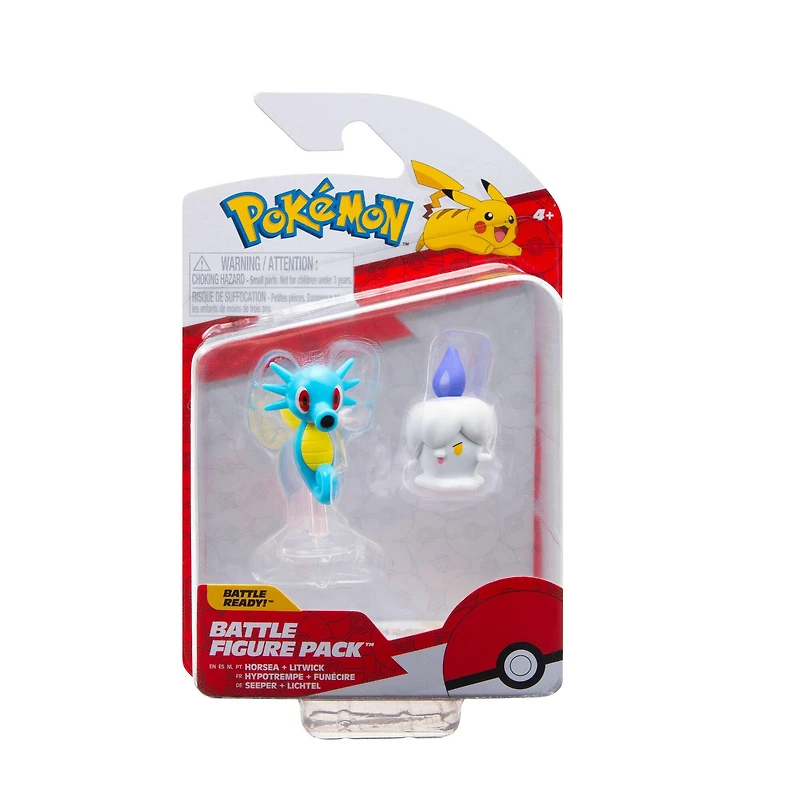 Jazwares Pokemon Litwick and Horsea 3-in Battle Figure Set 2-Pack