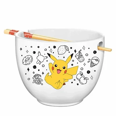 Pokemon Pikachu Sweets Time Ceramic Ramen 20oz Bowl with Chopsticks