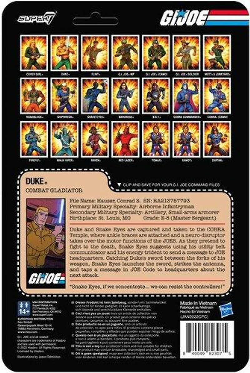 Super7 G.I. Joe ReAction Figures Wave 5 Duke (Combat Gladiator) 3.75-In Action Figure