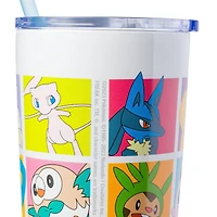 Pokemon Character Grid 22oz Double Walled Stainless Steel Tumbler with Straw