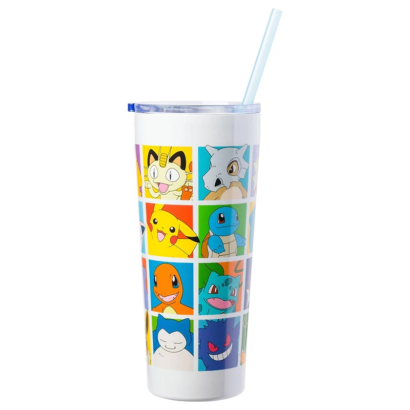 Pokemon Character Grid 22oz Double Walled Stainless Steel Tumbler with Straw