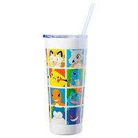 Pokemon Character Grid 22oz Double Walled Stainless Steel Tumbler with Straw
