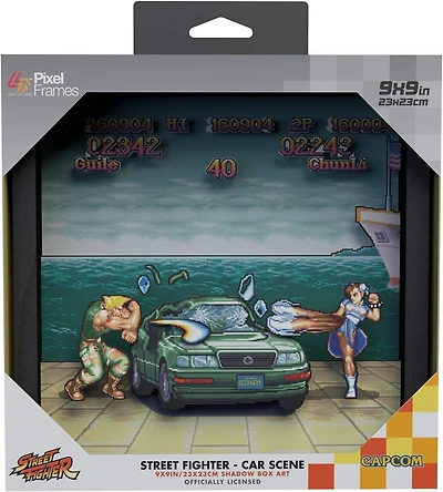 Pixel Frames Street Fighter II Car Scene 3D Shadow Box Framed Decor Wall Art