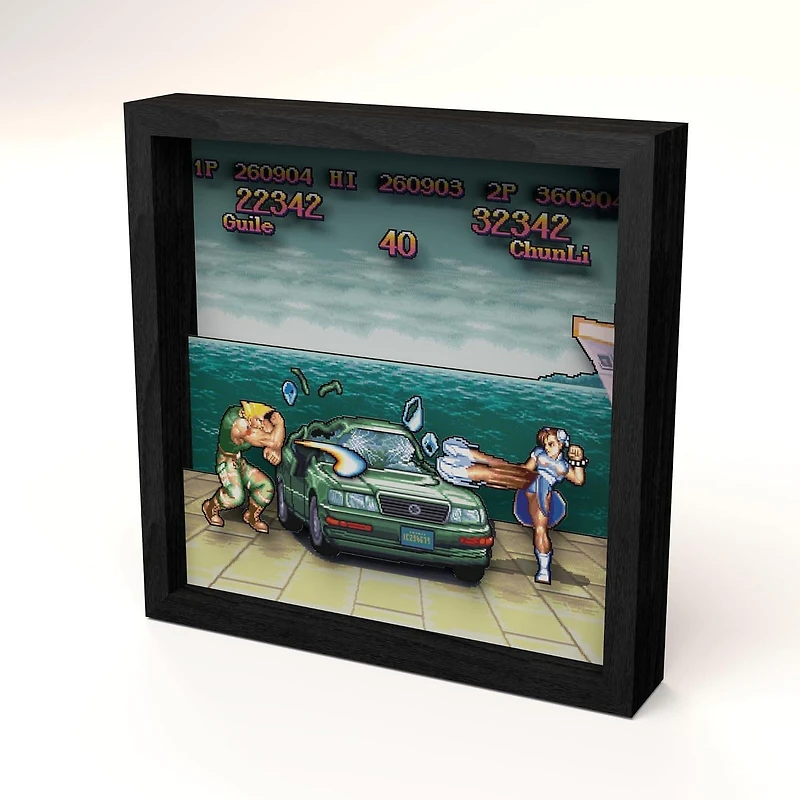 Pixel Frames Street Fighter II Car Scene 3D Shadow Box Framed Decor Wall Art