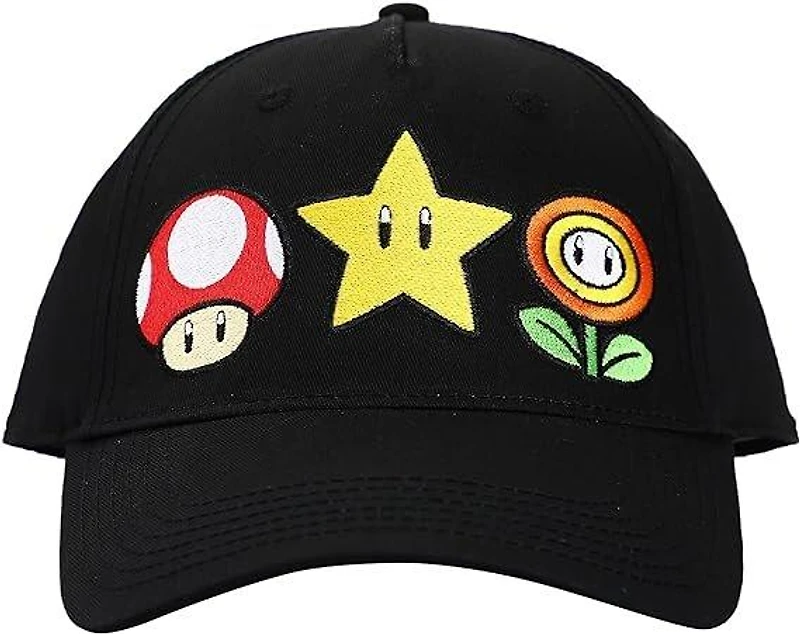 Super Mario Brothers Power-Ups Black Traditional Adjustable Hat