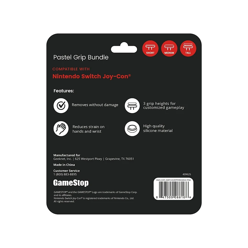 GameStop Gripper Bundle for Nintendo Switch JoyCons - Pink