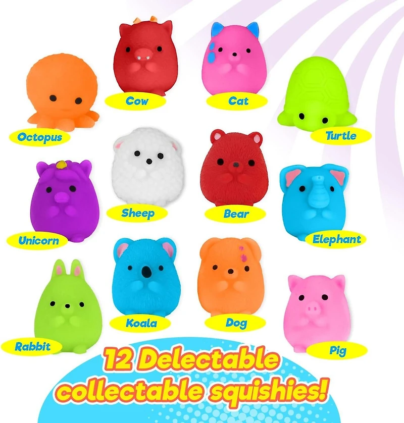 Ja-Ru Mochi Squishy Animal Kawaii Fidget Toys 3-Pack (Styles May Vary)