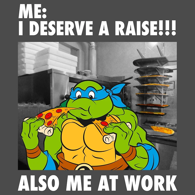 Teenage Mutant Ninja Turtle Leonard Pizza Meme Charcoal Unisex Short Sleeve T-Shirt