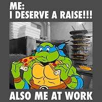 Teenage Mutant Ninja Turtle Leonard Pizza Meme Charcoal Unisex Short Sleeve T-Shirt