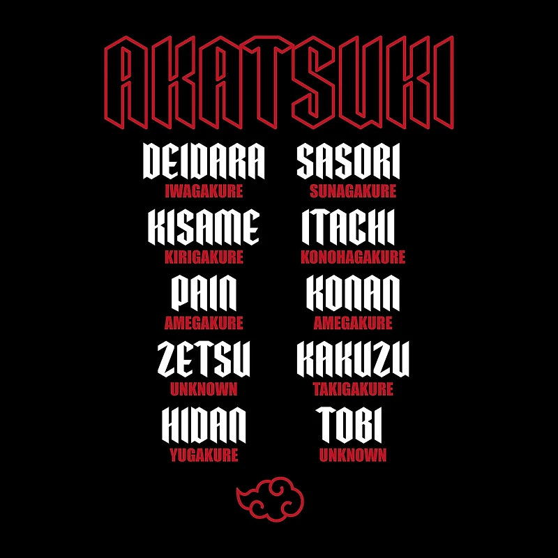 Naruto Akatsuki Band Unisex Short Sleeve T-Shirt