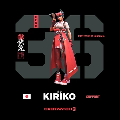 Overwatch Kiriko Unisex Black Cotton Crew Neck Short Sleeve T-Shirt