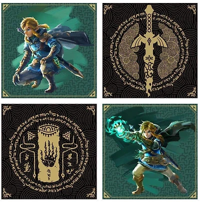 The Legend of Zelda: Tears of the Kingdom Link and Symbols 8x8-in Canvas 4-Pack