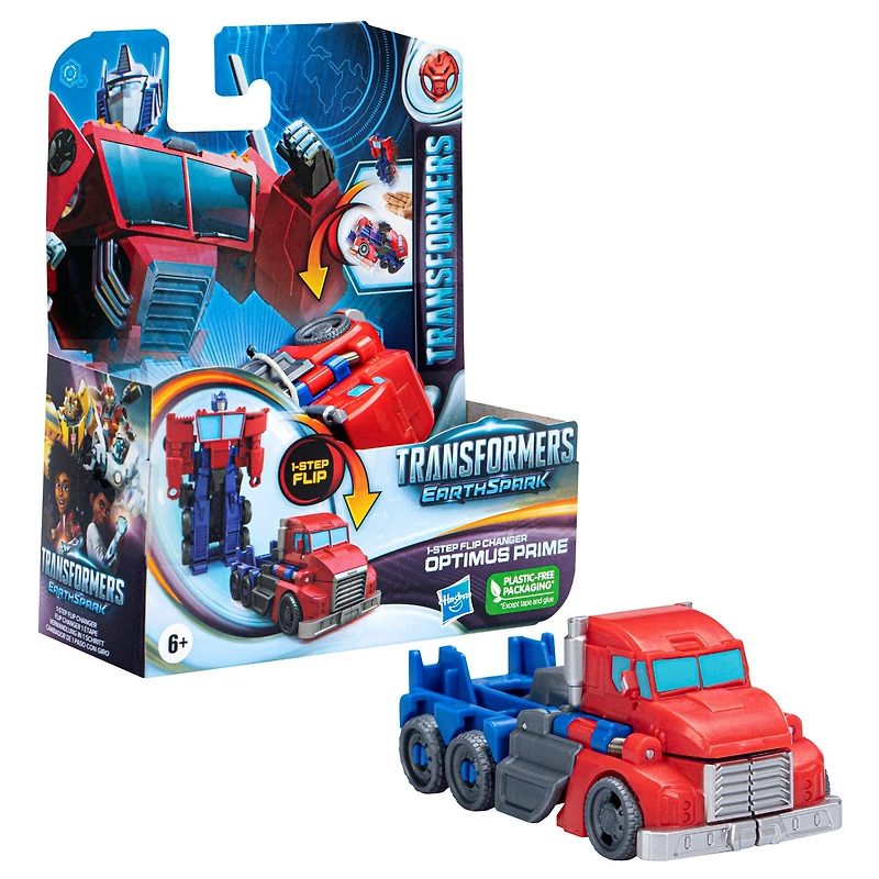 Hasbro Transformers: EarthSpark 1-Step Flip Changer Optimus Prime 4-in Action Figure