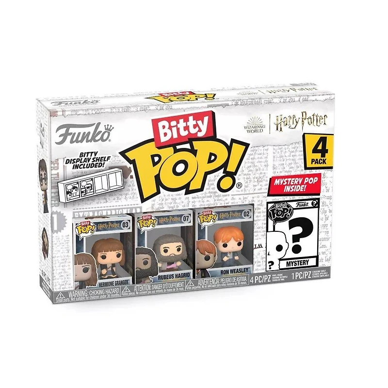 Funko Bitty POP! Harry Potter Hermione Granger in Robe 0.9-in Vinyl Figure Set 4-Pack (Rubeus Hagrid, Ron Weasley