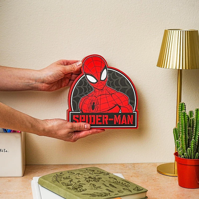 Silver Buffalo Spider-Man Badge Web Large Die Cut MDF Box Wall Sign
