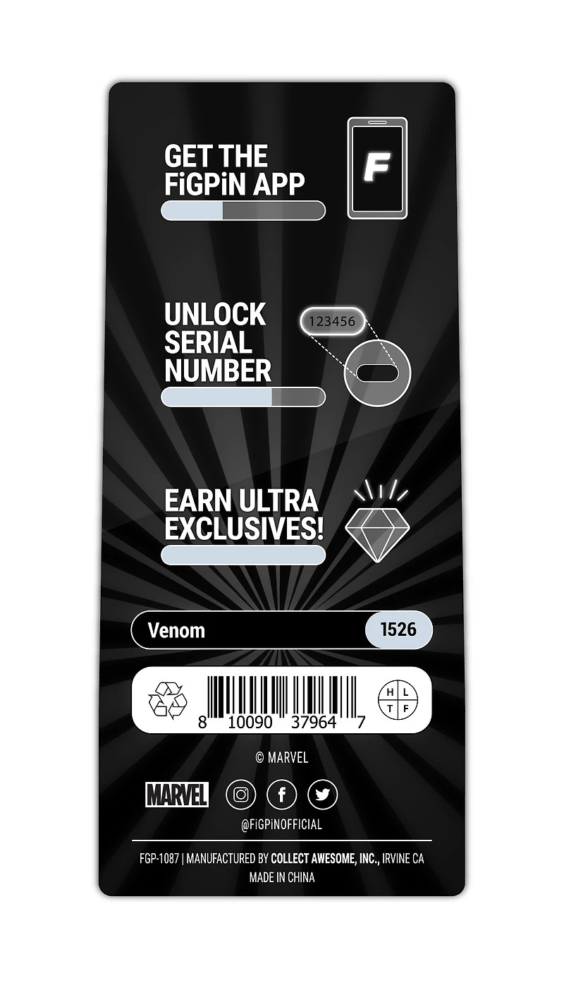 FiGPiN Marvel Venom Collectible 3-in Enamel Pin GameStop Exclusive