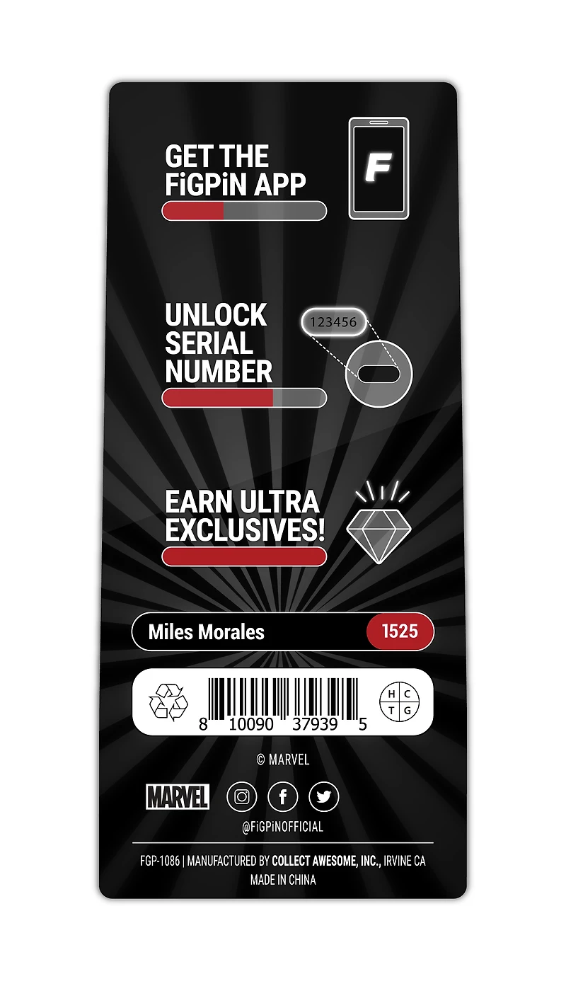FiGPiN Marvel Spider-Man Miles Morales Collectible 3-in Enamel Pin GameStop Exclusive