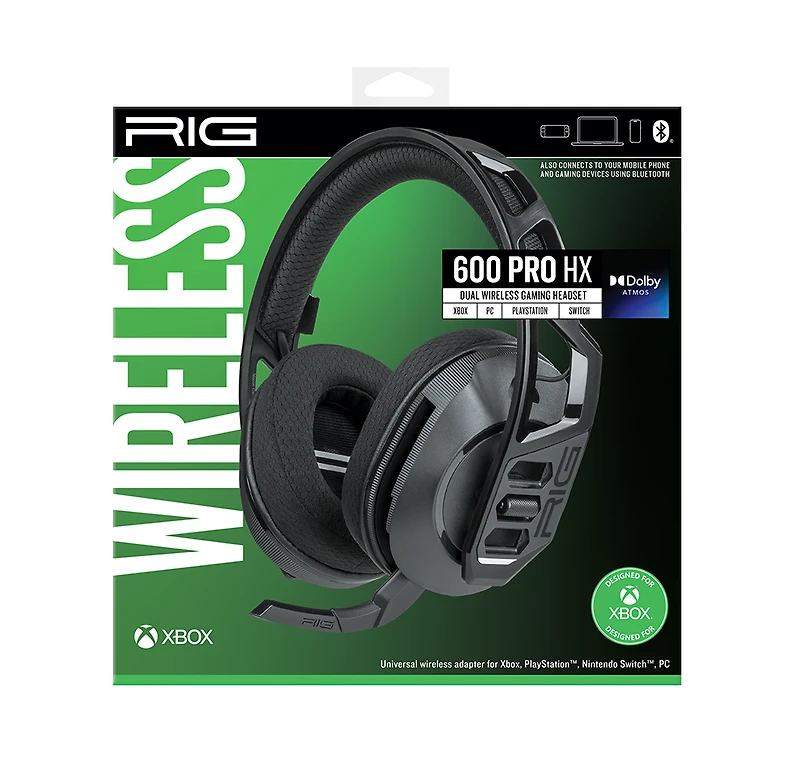 RIG 600 PRO HX Dual Wireless Gaming Headset with Bluetooth for Xbox Series X/S, PlayStation 4/5, Nintendo Switch and PC - Black