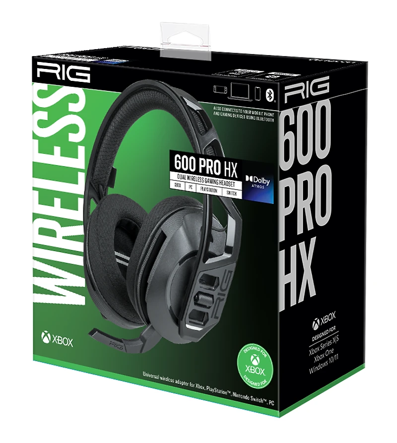 RIG 600 PRO HX Dual Wireless Gaming Headset with Bluetooth for Xbox Series X/S, PlayStation 4/5, Nintendo Switch and PC - Black