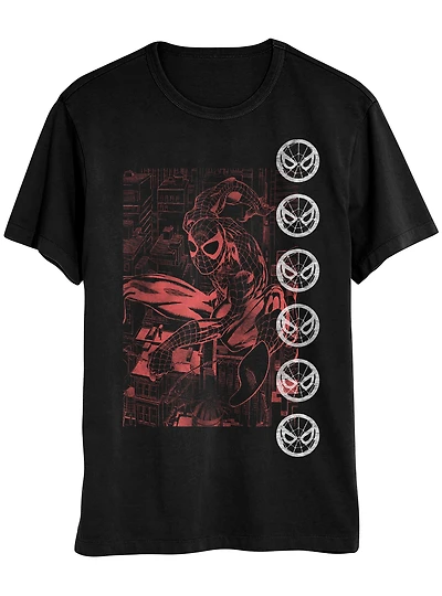 Marvel Spider-Man Line Art Black Unisex Short Sleeves T-Shirt