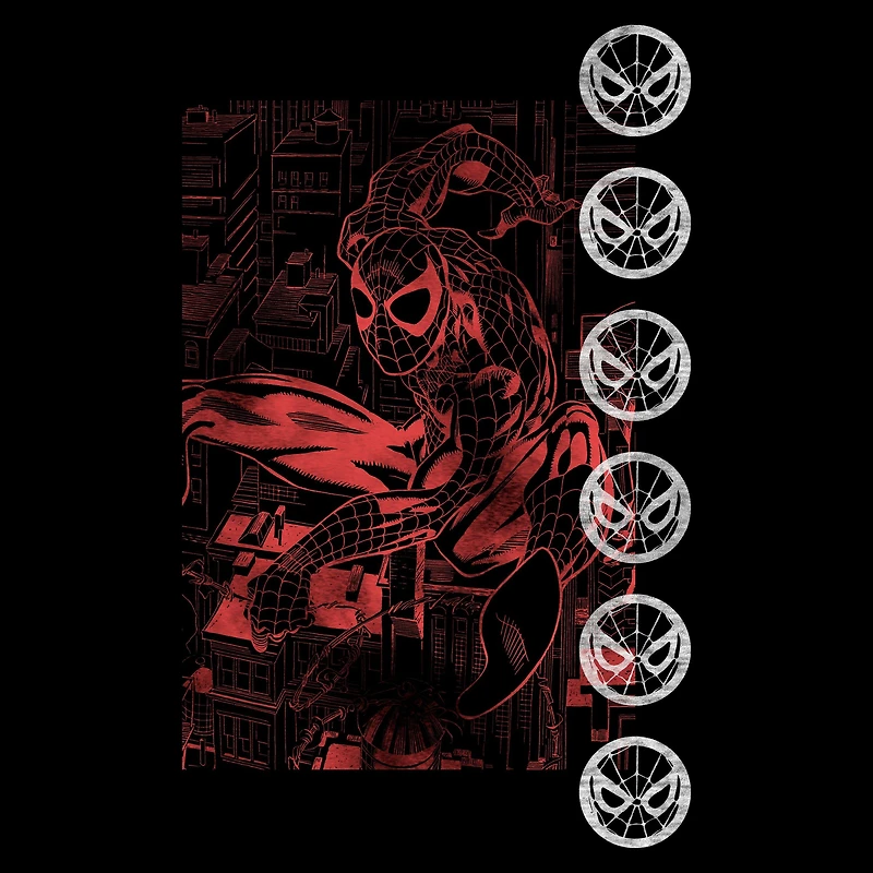 Marvel Spider-Man Line Art Black Unisex Short Sleeves T-Shirt