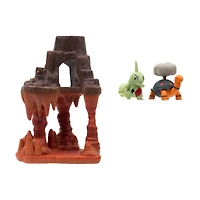 Jazwares Pokemon 6-in Volcanic Cave Environment Figure Pack with 2-in Figure Larvitar and Torkoal