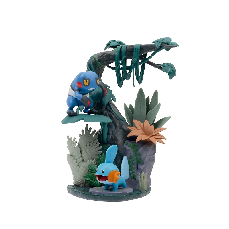 Jazwares Pokemon Select 6-in Swampy Jungle Environment Figure Pack with 2-in Figure Croagunk and Mudkip