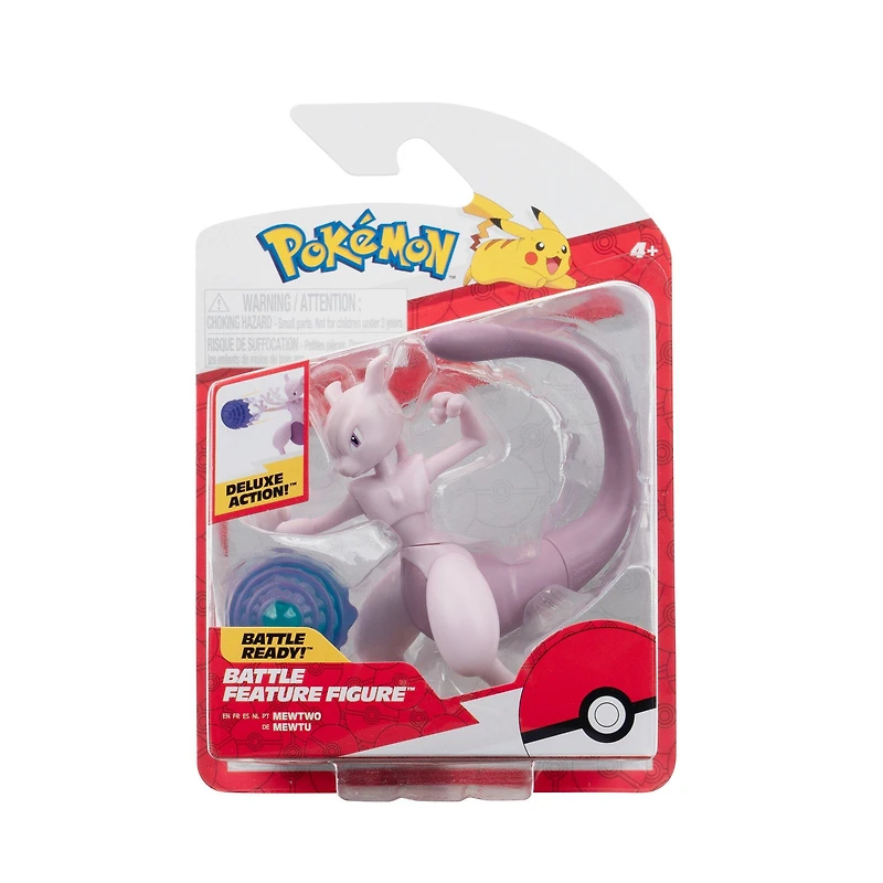 Jazwares Pokemon MewTwo 4.5-in Battle Feature Figure