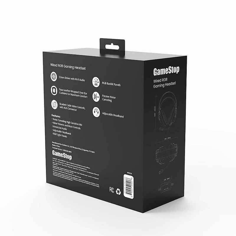 GameStop Wired RGB Pro Headset for PlayStation 5, Xbox Series X/S, Nintendo Switch