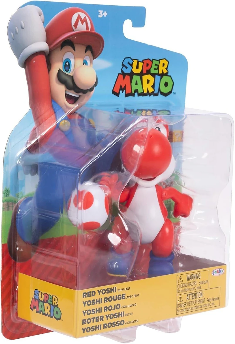 Jakks Pacific Super Mario Red Yoshi 4-in Action Figure with Red Egg