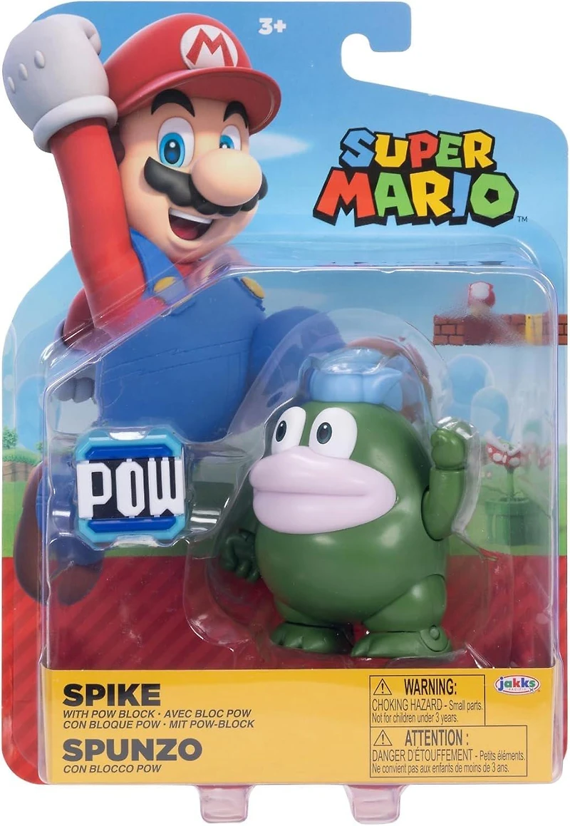 Jakks Pacific Super Mario Spike 4-in Action Figure with Pow Block