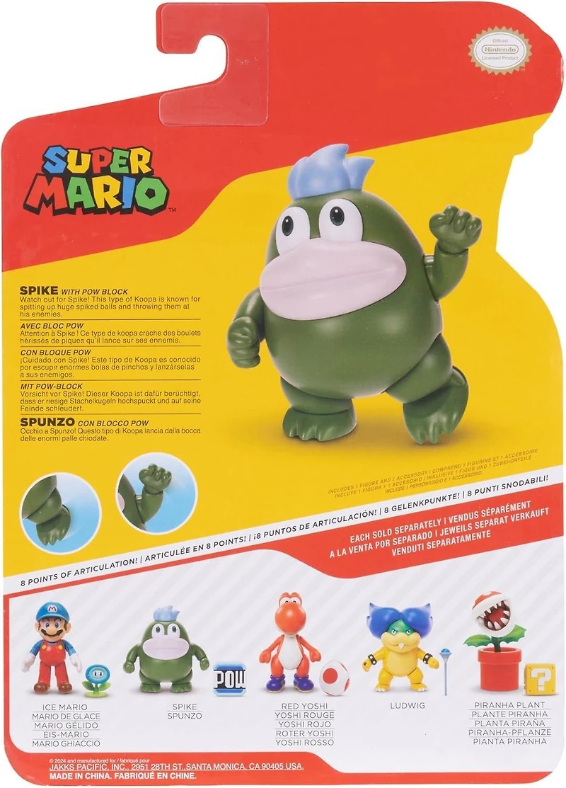 Jakks Pacific Super Mario Spike 4-in Action Figure with Pow Block