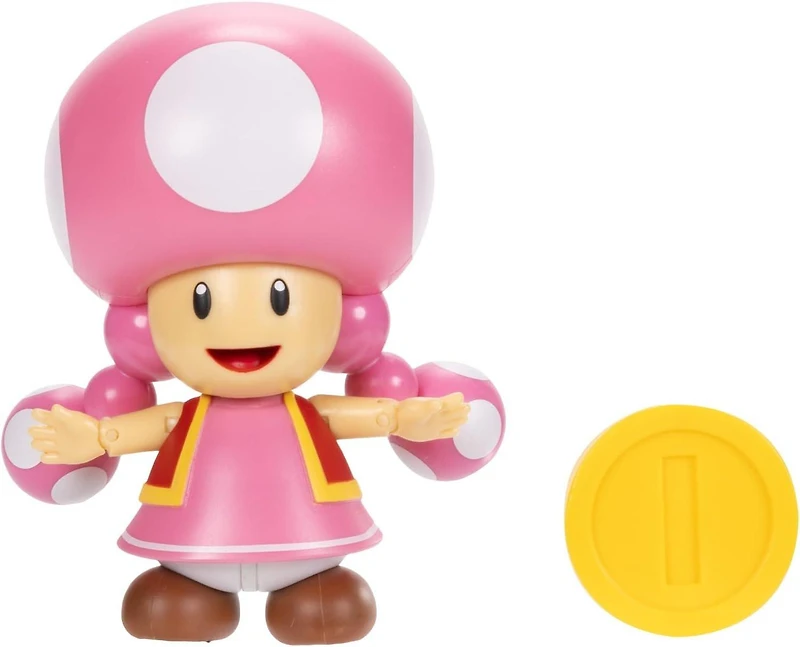 Jakks Pacific Super Mario Toadette 4-in Action Figure with Coin