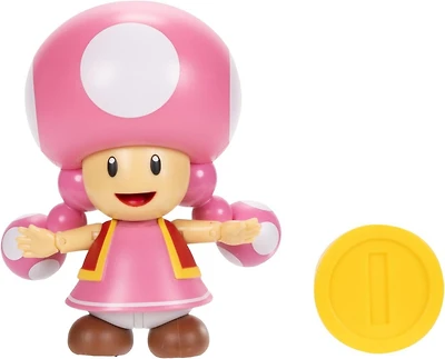 Jakks Pacific Super Mario Toadette 4-in Action Figure with Coin