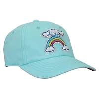 Sanrio Cinnamoroll Chenille Character Patch Teal Washed Cotton Twill Baseball Hat