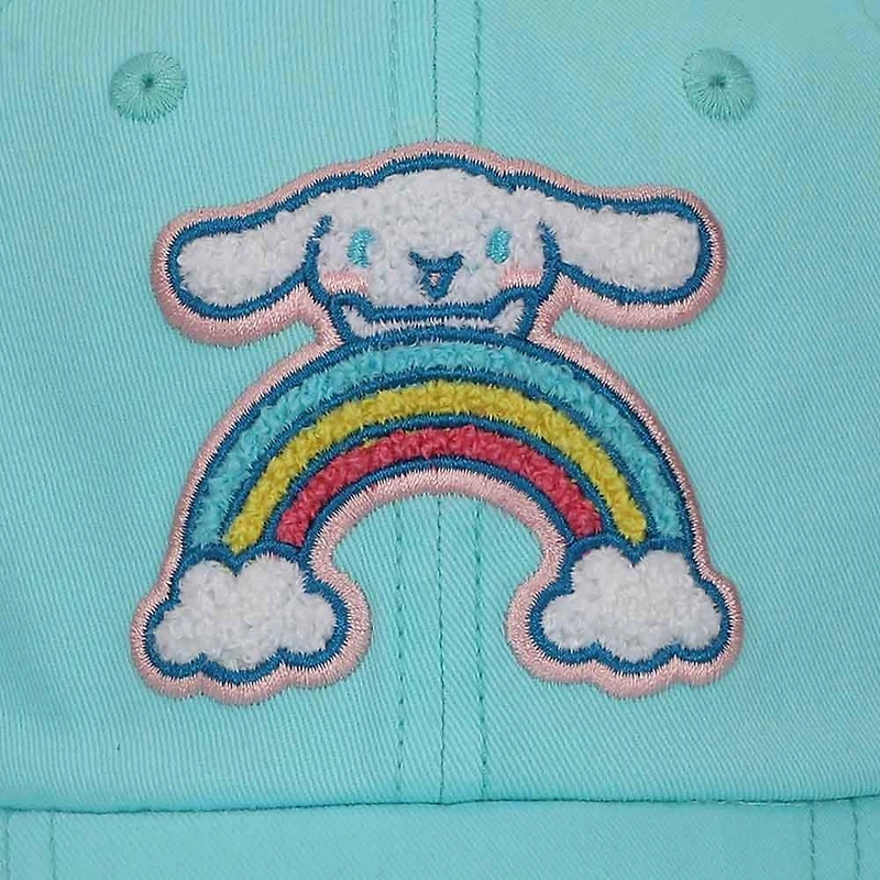 Sanrio Cinnamoroll Chenille Character Patch Teal Washed Cotton Twill Baseball Hat