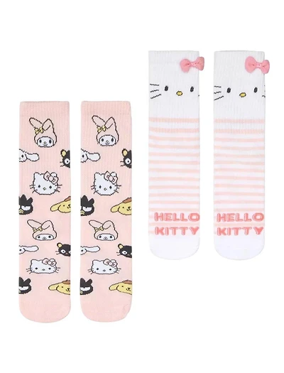 Sanrio Hello Kitty and Friends 2 Pack Crew Sock Set with 3D Bow