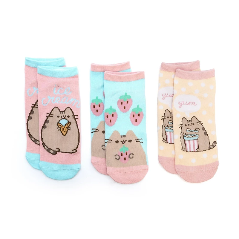 CultureFly Pusheen The Cat Foodie Adult Ankle Socks 3 Pairs