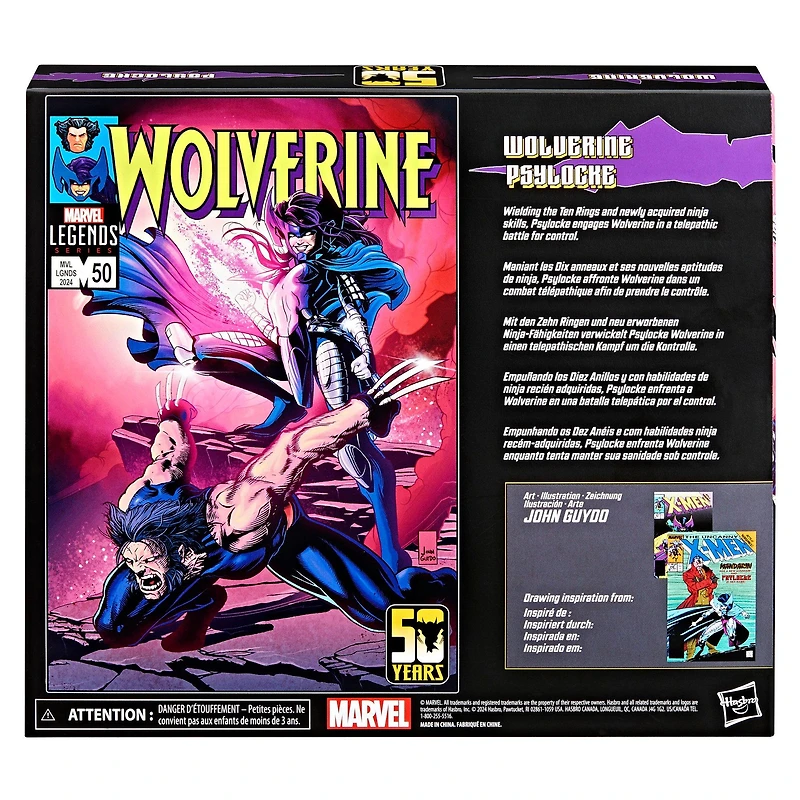 Hasbro Marvel Legends X-Men Wolverine and Psylocke 50th Anniversary 6-in Action Figure