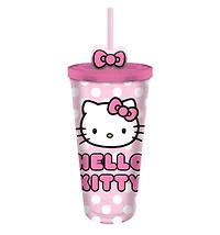 Sanrio Hello Kitty Polka Dot 24oz Plastic Cold Cup with Topper Straw