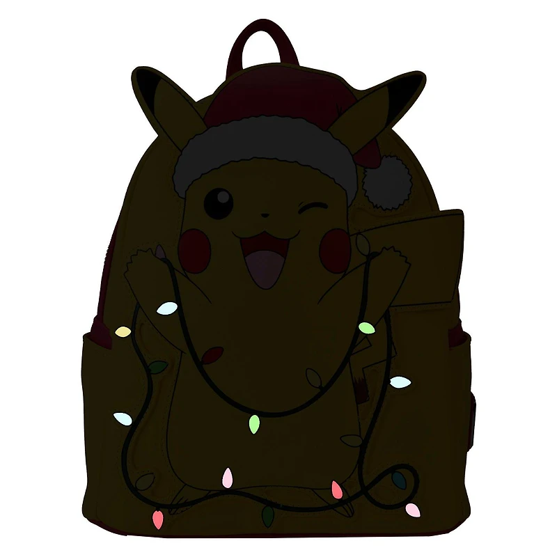 Loungefly Pokemon Santa Pikachu Christmas Lights Light Up Mini Backpack