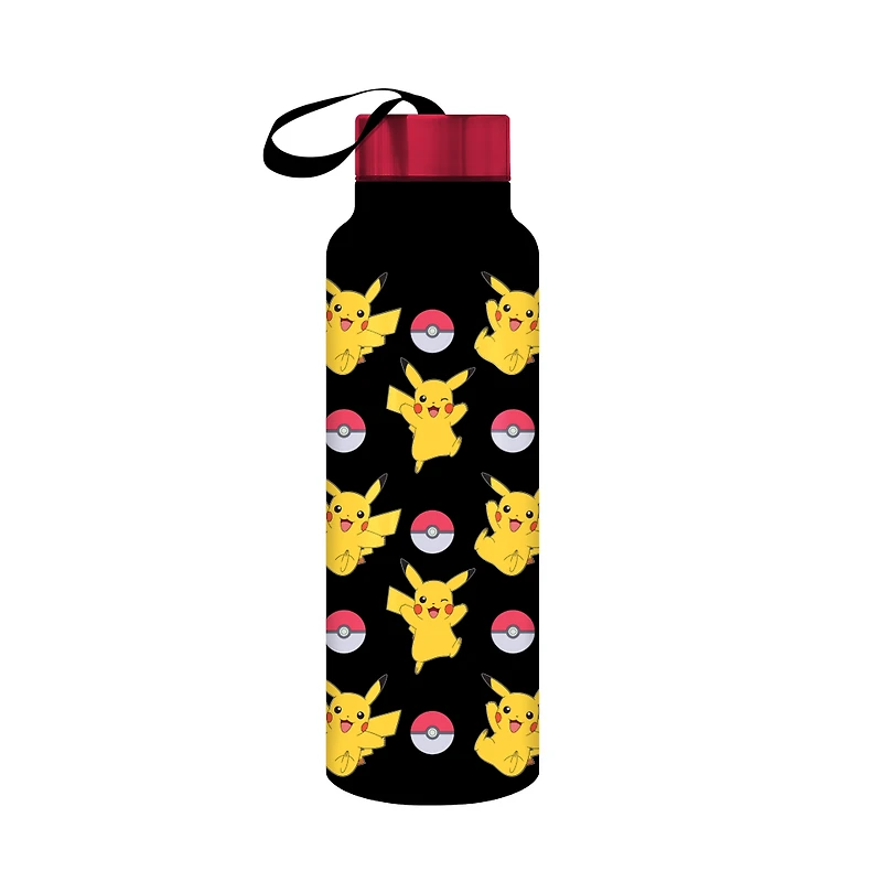 Pokemon Pikachu Jump Pattern 27oz Stainless Steel Water Bottle with Strap