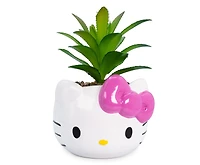 Hello Kitty Face 3-In Ceramic Mini Planter with Artificial Succulent