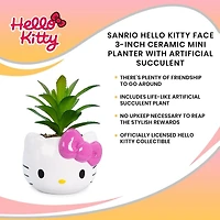Hello Kitty Face 3-In Ceramic Mini Planter with Artificial Succulent