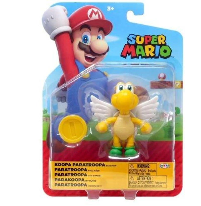Jakks Pacific Super Mario Koopa Para Troopa with Coin 4-in Figure