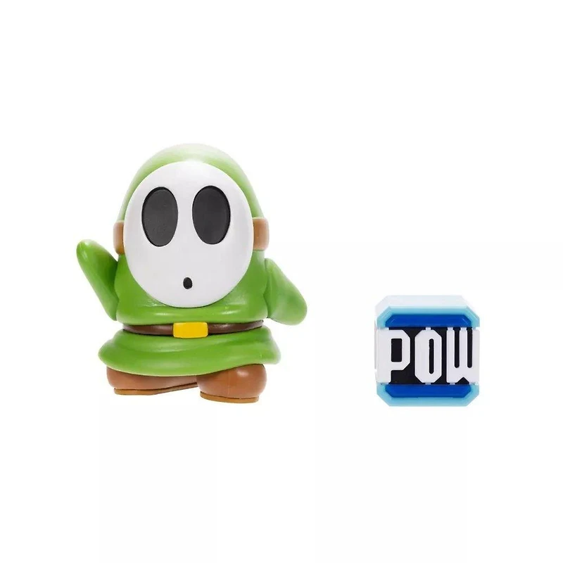 Jakks Pacific Super Mario Green Shy Guy with POW Block 4-in Figure