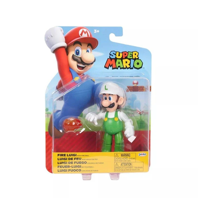 Jakks Pacific Super Mario Fire Luigi 4-in Figure