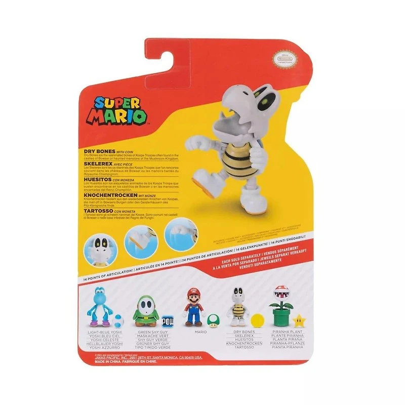 Jakks Pacific Super Mario Dry Bones Figure with Coin